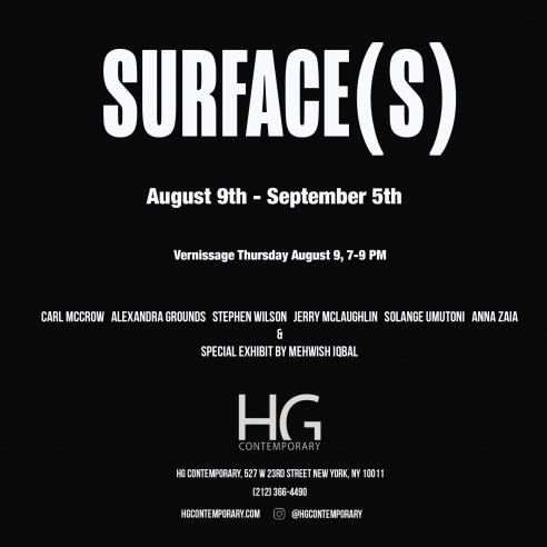 Invitation for Surface(s) at Hg Contemporary art gallery in Chelsea, Nyc